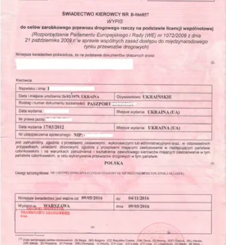 Kierowca z Ukrainy jakie dokumenty są niezbędne do pracy w Polsce