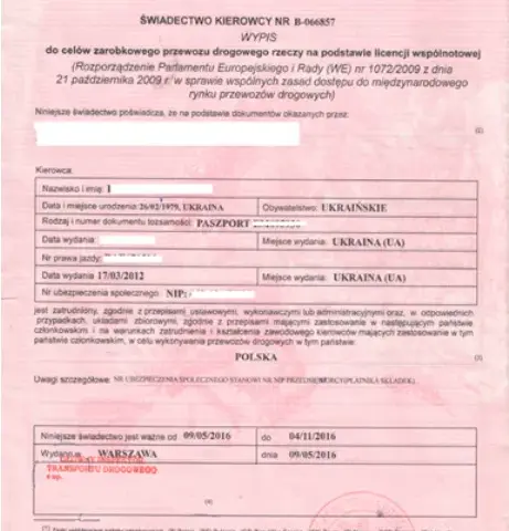 Kierowca z Ukrainy jakie dokumenty są niezbędne do pracy w Polsce